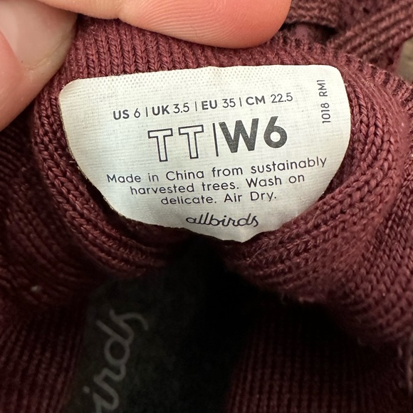 ALLBIRDS Women's Tree Toppers Kauri Zin Maroon w/ White Sole (Size 6) - Picture 10 of 11